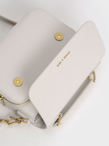 Front Flap Top Handle Crossbody Bag, Ivory, hi-res
