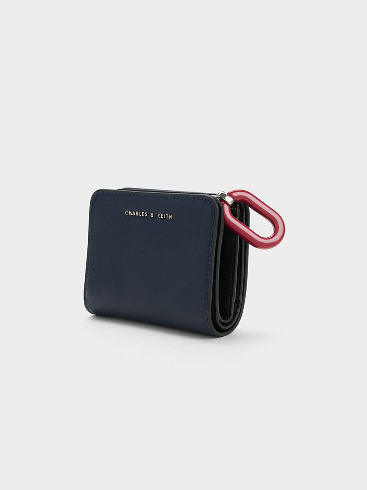 Corey Oval Keychain Zip Wallet, Navy, hi-res