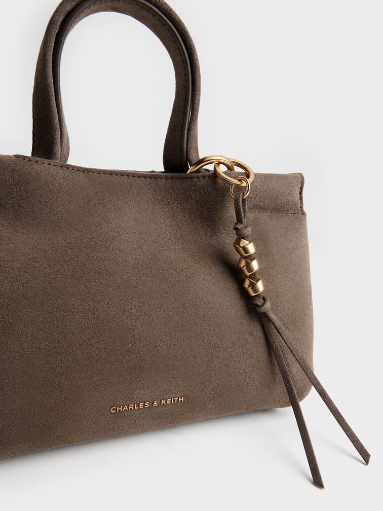 Mini Zephyr Tassel Tote Bag, Stone Grey, hi-res