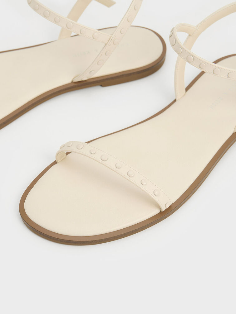 Studded Open-Toe Sandals, Chalk, hi-res
