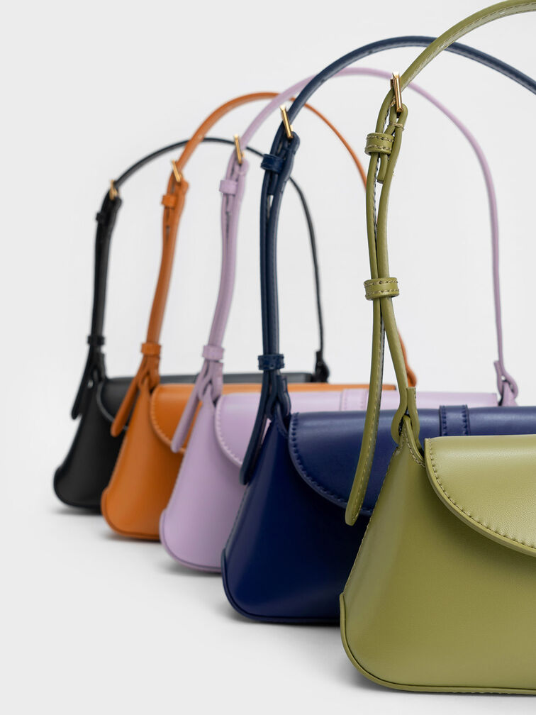 Annelise Double Belted Shoulder Bag, Orange, hi-res