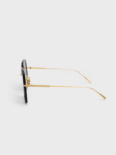Oversized Square Butterfly Sunglasses, Black, hi-res