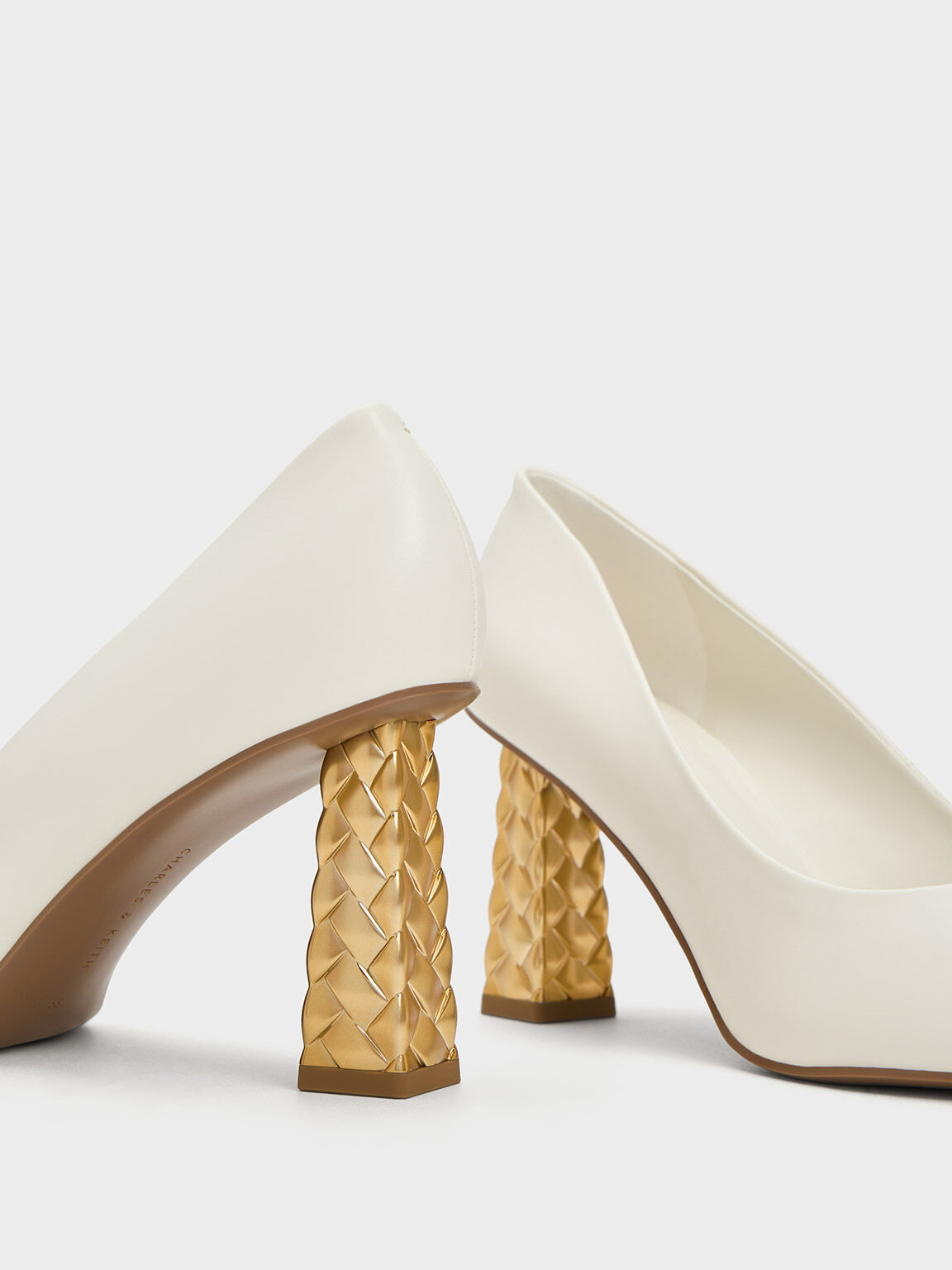 Chalk Quilted Heel Pointed Toe Pumps CHARLES KEITH IN