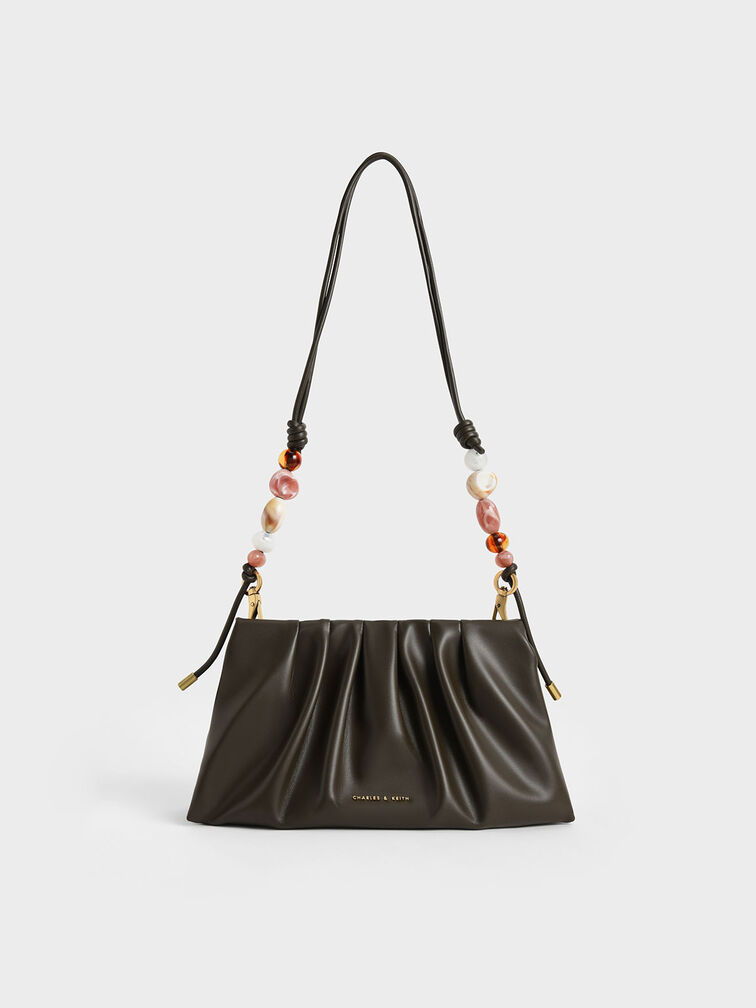 Aviary Beaded Handle Shoulder Bag, Dark Moss, hi-res