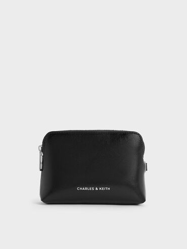 Atwood Crinkle-Effect Chain-Handle Pouch, Noir, hi-res