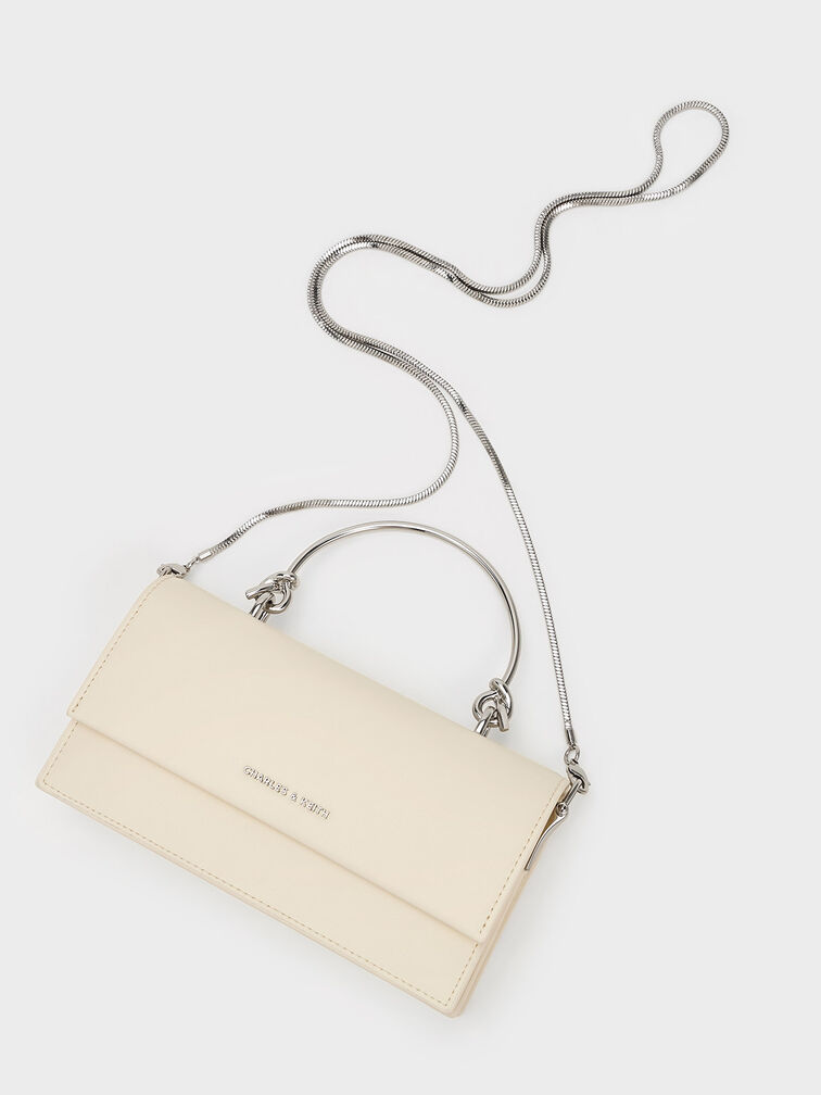 Kristine Sculptural-Handle Long Wallet, Cream, hi-res