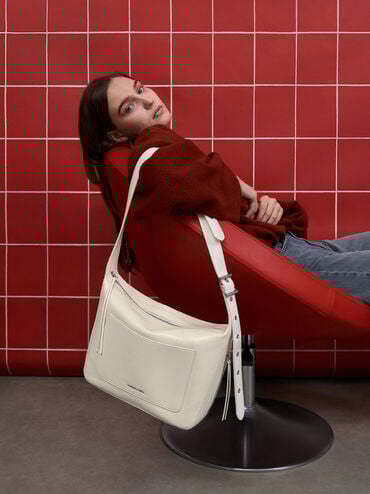 Xylia Hobo Bag, Cream, hi-res