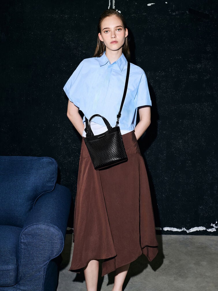 Juno Perforated Tote Bag, Noir, hi-res