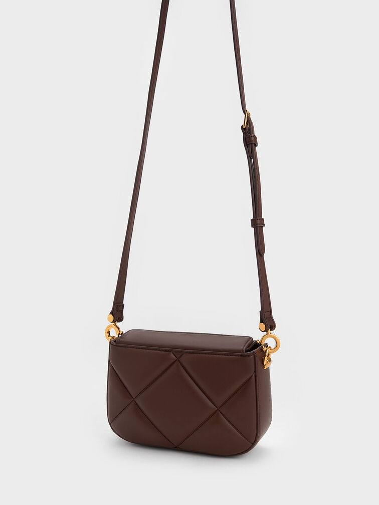 Mini Danika Chunky Chain Padded Bag, Dark Brown, hi-res