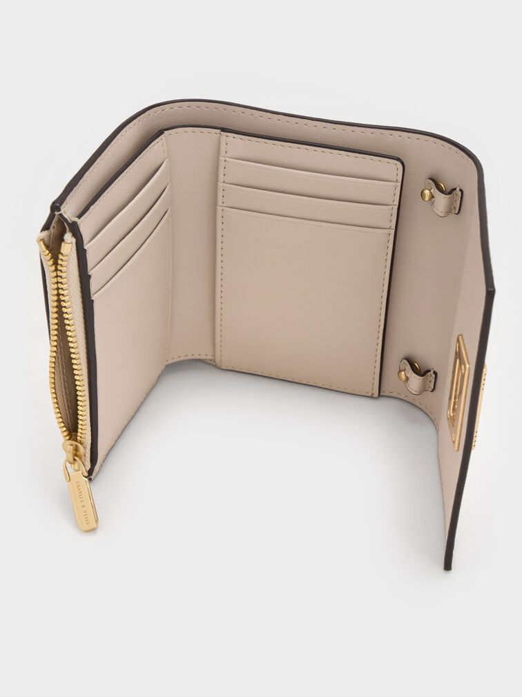 Edna Turn-Lock Knotted-Strap Wallet, Oat, hi-res