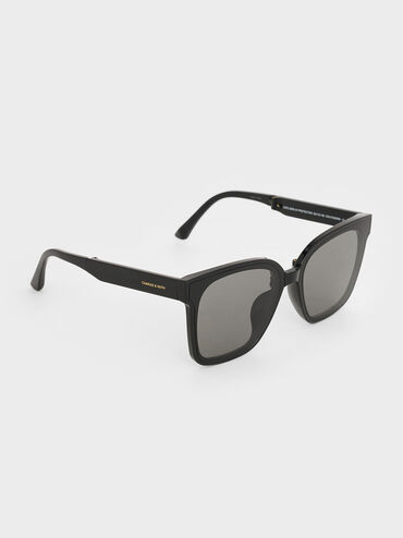 Brea Foldable Sunglasses, Black, hi-res