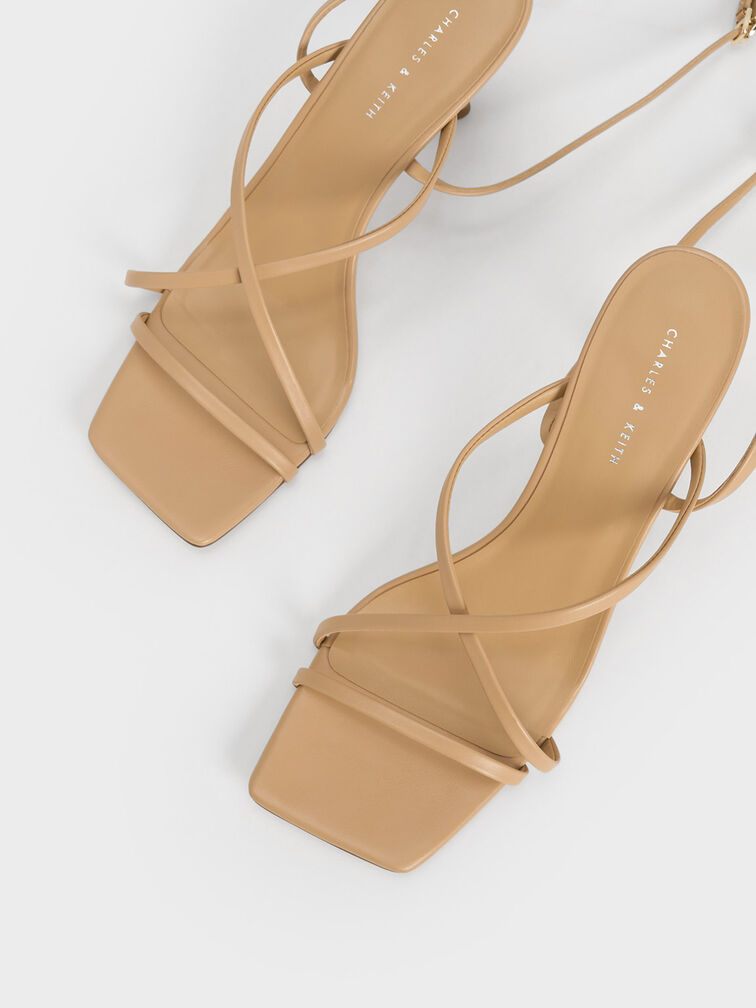 Crossover Strappy Sandals, Tan, hi-res