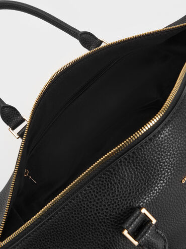 Chance Recycled Leather Bowling Bag, Black, hi-res