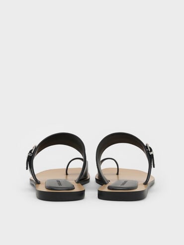 Buckled Toe-Ring Sandals, Black, hi-res