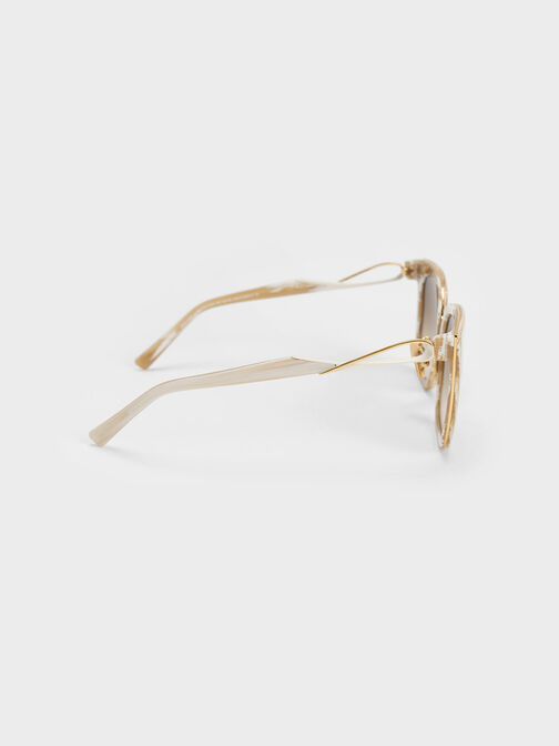 Open Wire Square Acetate Sunglasses, Cream, hi-res