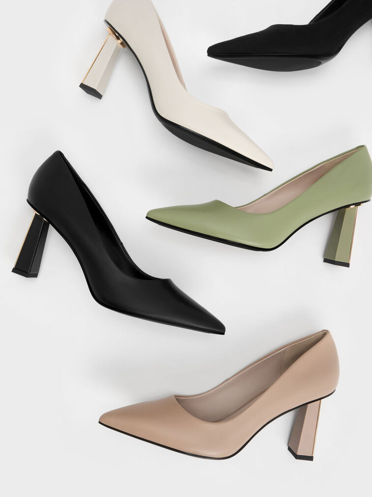 Trapeze Heel Pumps, Sage Green, hi-res