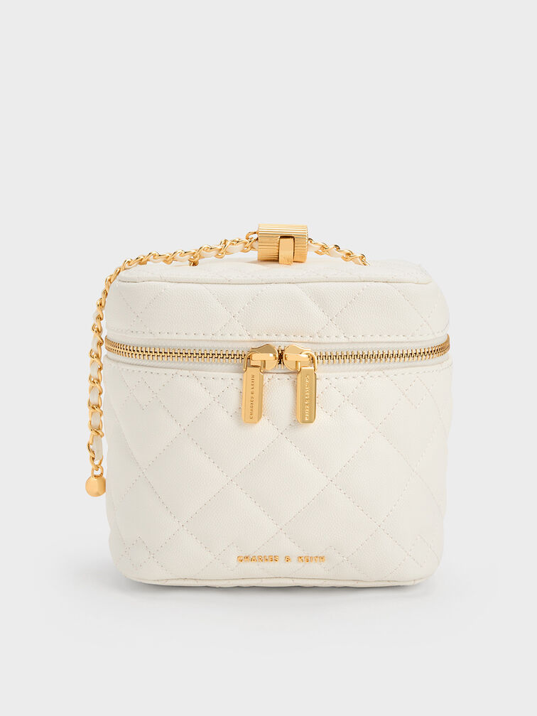 Nezu Quilted Boxy Bag, White, hi-res