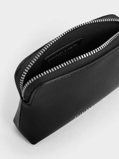 Atwood Crinkle-Effect Chain-Handle Pouch, Noir, hi-res