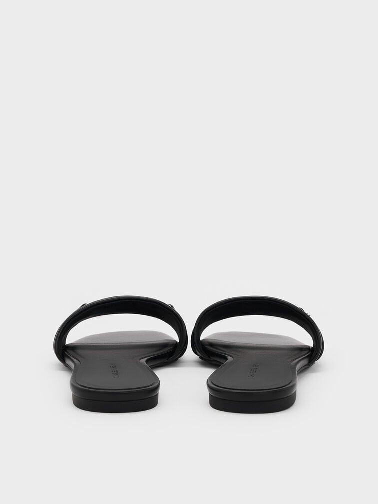 Leslie Slide Sandals, Black, hi-res