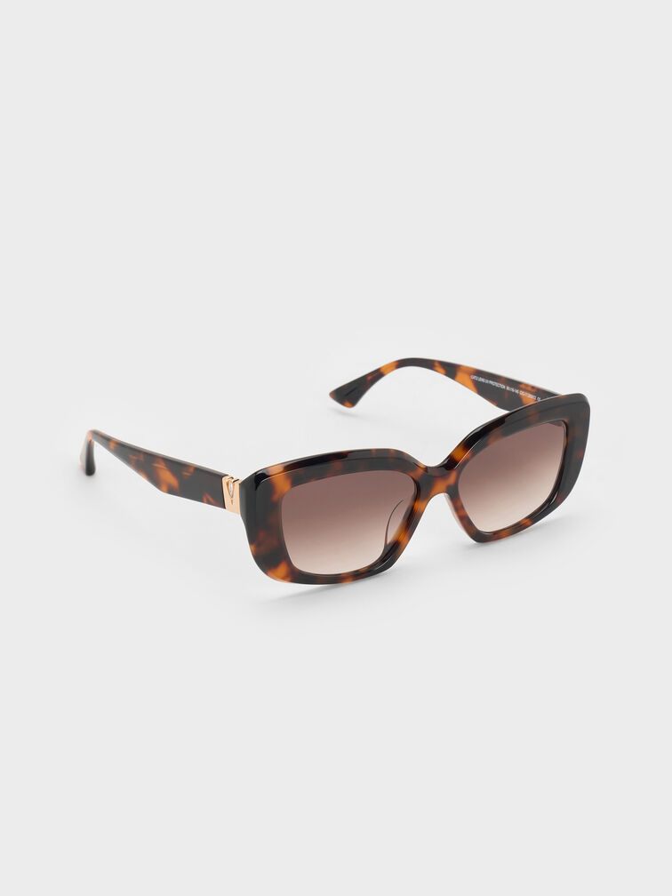 Alix Recycled Acetate Tortoiseshell Metallic-Accent Butterfly Sunglasses, T. Shell, hi-res