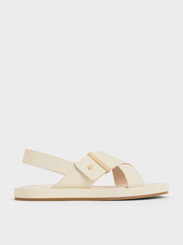 Crossover Back Strap Sandals, Chalk, hi-res