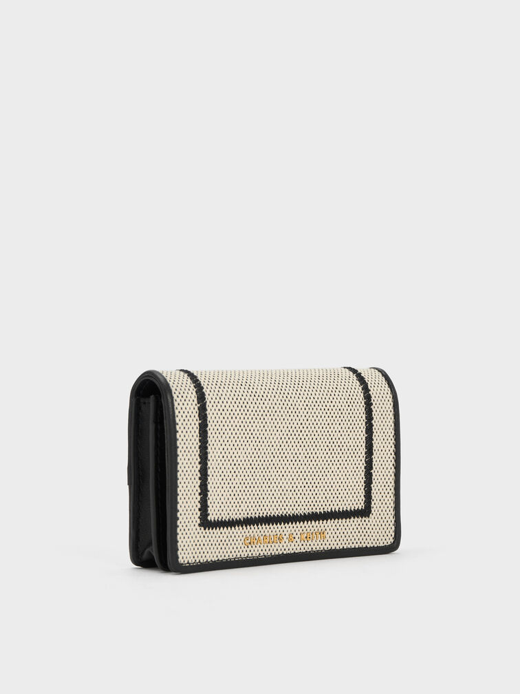 Astra Canvas Contrast Trim Wallet, Black Textured, hi-res