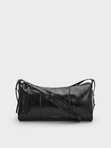 Bryna Panelled Grommet-Strap Crossbody Bag, Noir, hi-res