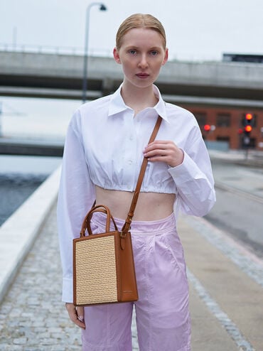 Raffia Double Handle Tote Bag, Multi, hi-res