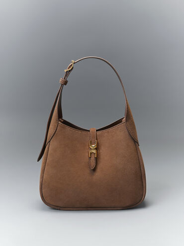 Mini Adalyn Recycled Suede Hobo Bag, Mocha Brown, hi-res