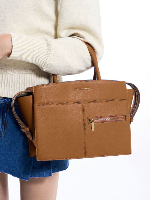 Anwen Trapeze Top Handle Bag, Chocolate, hi-res