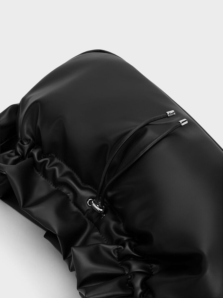 Maisy Ruched Hobo Bag, Black, hi-res