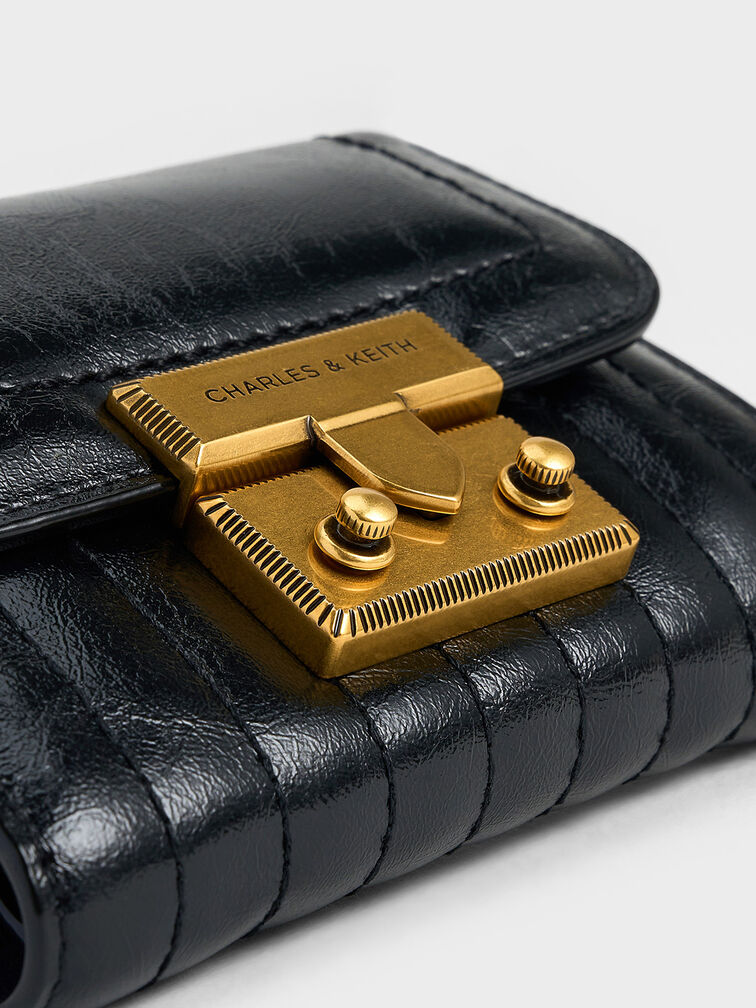 Donna Crinkle-Effect Wallet, Black, hi-res