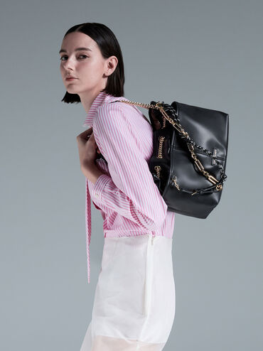 Addison Knotted-Rope Tote Bag, Black, hi-res