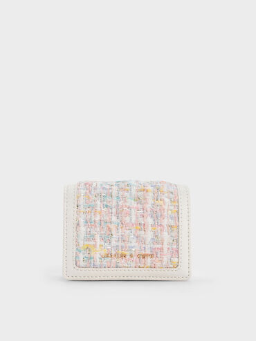 Micaela Tweed Card Holder, White, hi-res