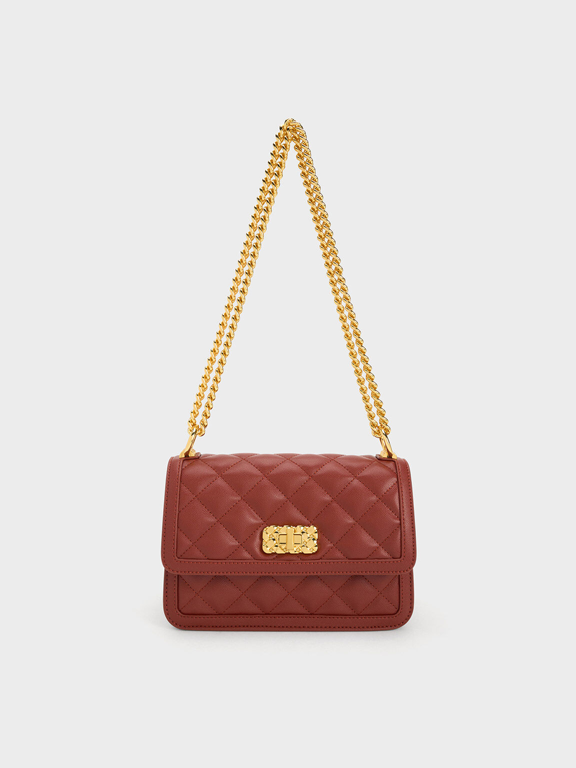 Micaela Quilted Chain Bag, Brick, hi-res