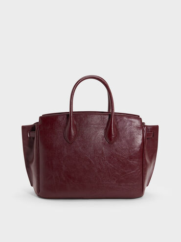 Large Ginevra Tote Bag, Wineberry Red, hi-res