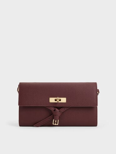 Tricha Knotted-Belt Crossbody Bag, Wineberry Red, hi-res