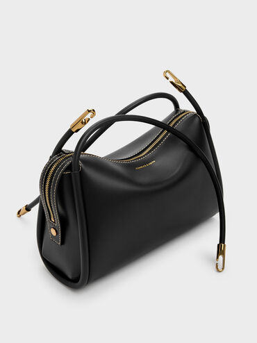 Lyla Tubular Slouchy Shoulder Bag, Black, hi-res