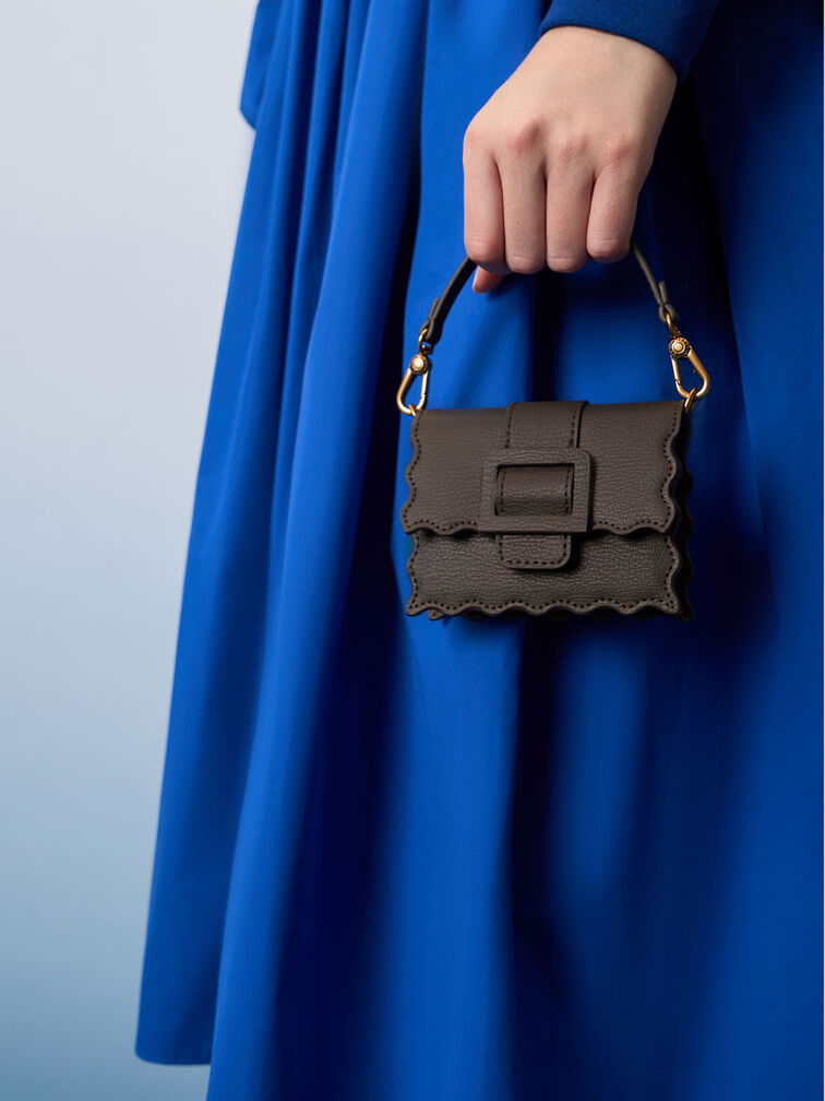 Waverly Scallop-Trim Mini Bag, Dark Moss, hi-res