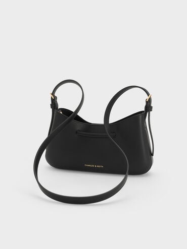 Mila Metallic-Knot Shoulder Bag, Black, hi-res