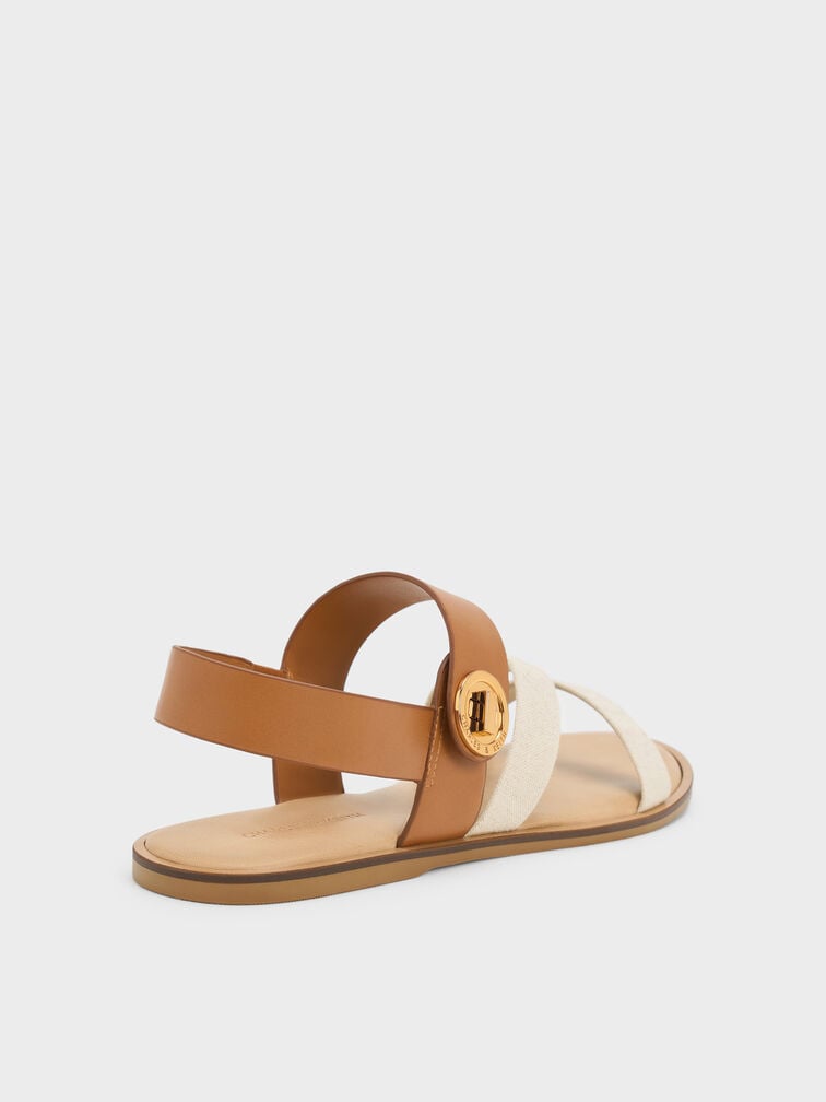 Yara Turn Lock Strappy Sandals, Caramel, hi-res