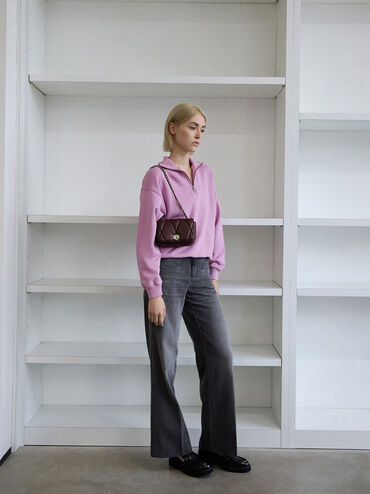 Arwen Quilted Shoulder Bag, Plum, hi-res
