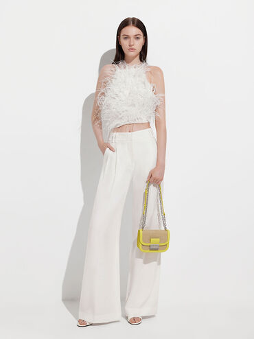 Charlot Raffia Chain Strap Bag, Yellow, hi-res