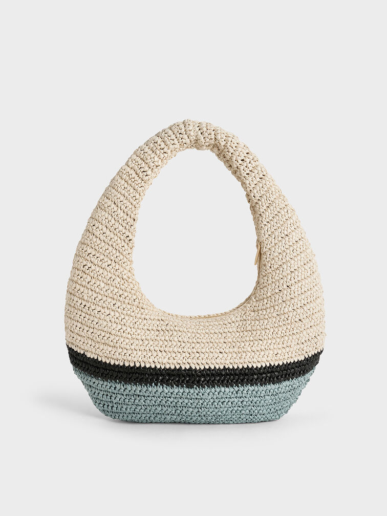 Allegra Knitted Slouchy Hobo Bag, Cream, hi-res