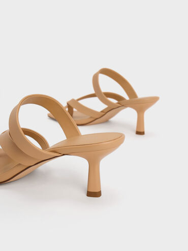 Asymmetric Toe Ring Heeled Sandals, Tan, hi-res