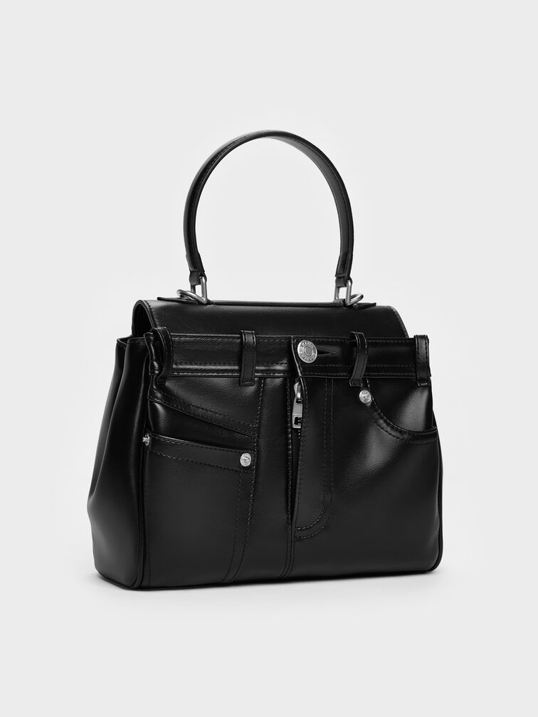 Arita Jeans Top Handle Bag, Noir, hi-res