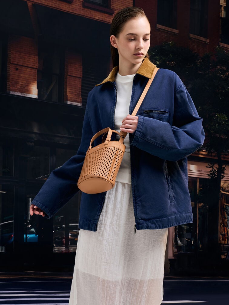 Juno Perforated Tote Bag, Russet Brown, hi-res