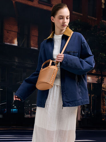 Juno Perforated Tote Bag, Russet Brown, hi-res