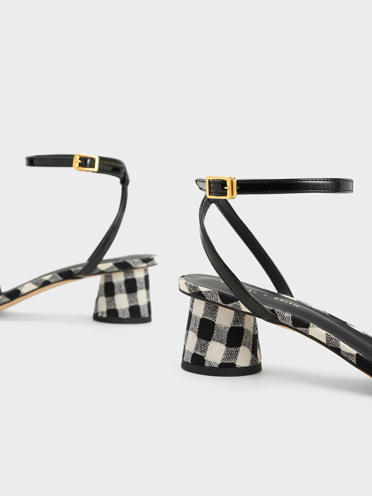 Pearl-Embellished Gingham Sandals, Multi, hi-res