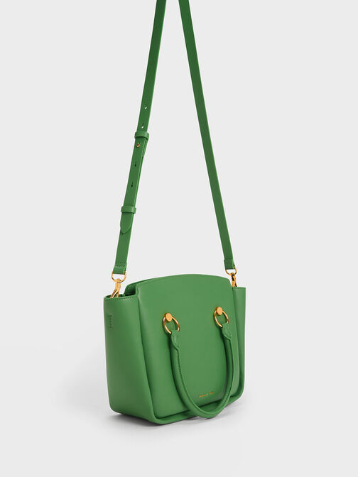 Ring-Embellished Large Tote Bag, Green, hi-res